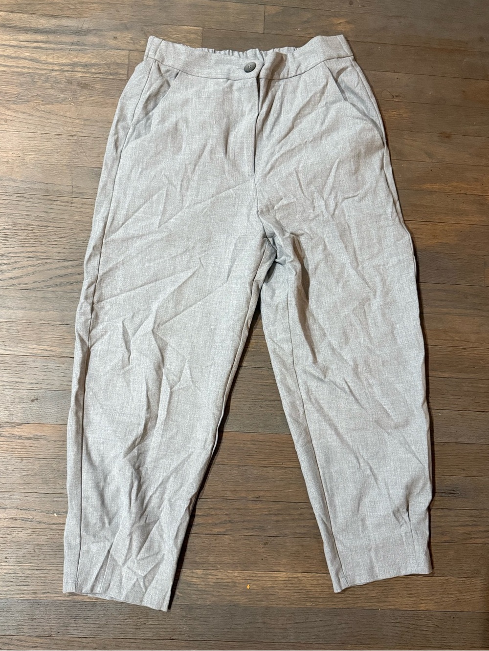 Zara Light Gray/Tan Pleated Tapered Chinos